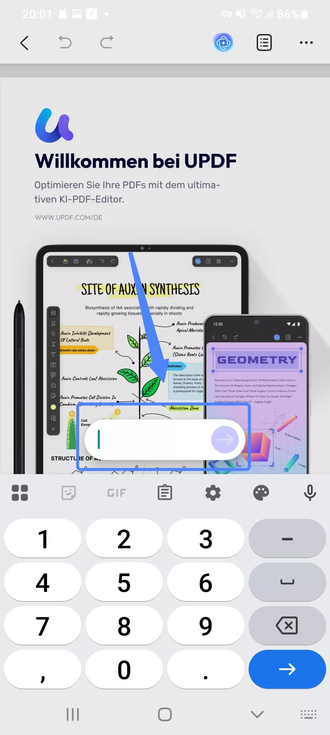 Geben Sie die Seitenzahl ein