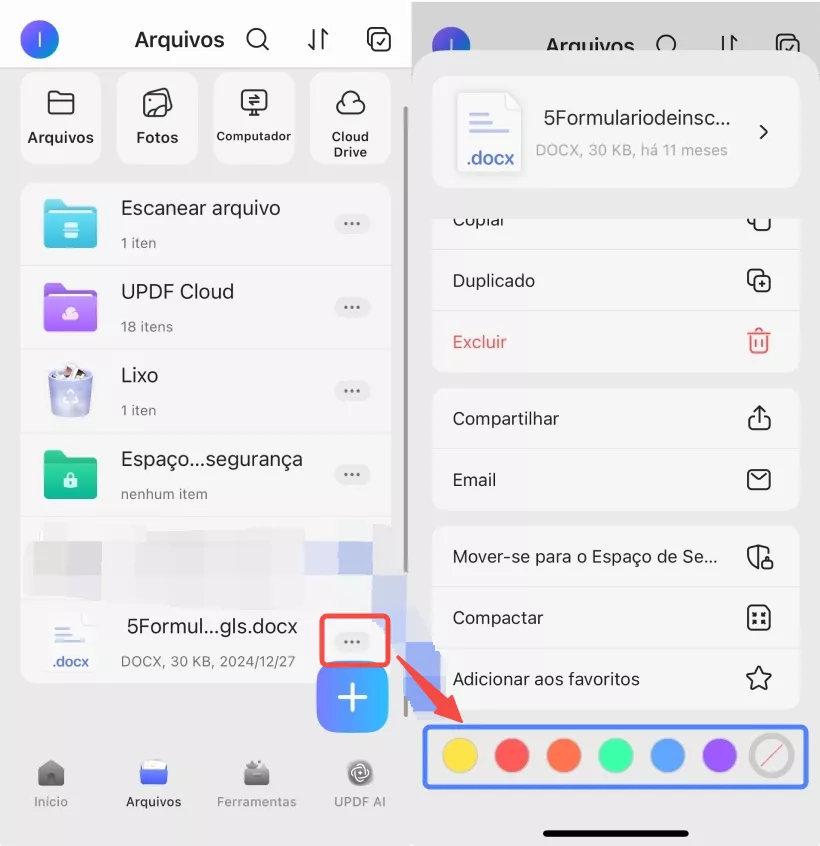 adicionar cor ao arquivo