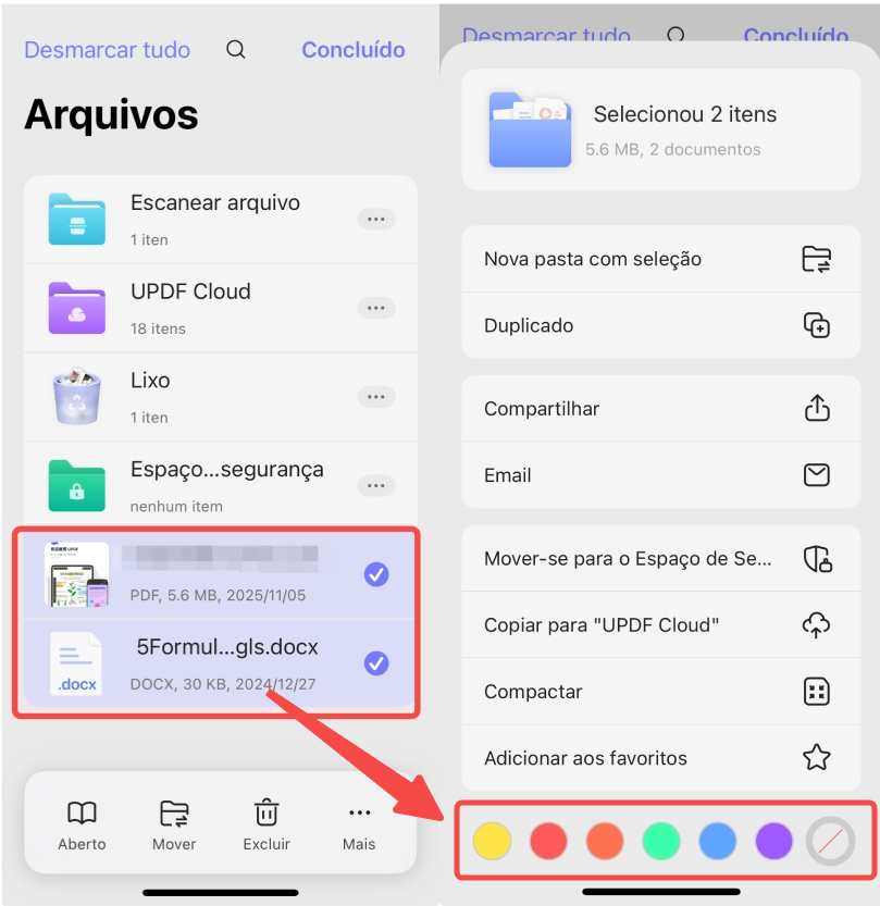 adicionar cor a vários arquivos