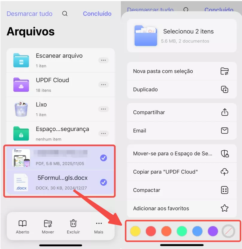 adicionar cor a vários arquivos