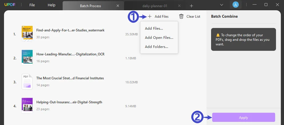 add pages to pdf batch