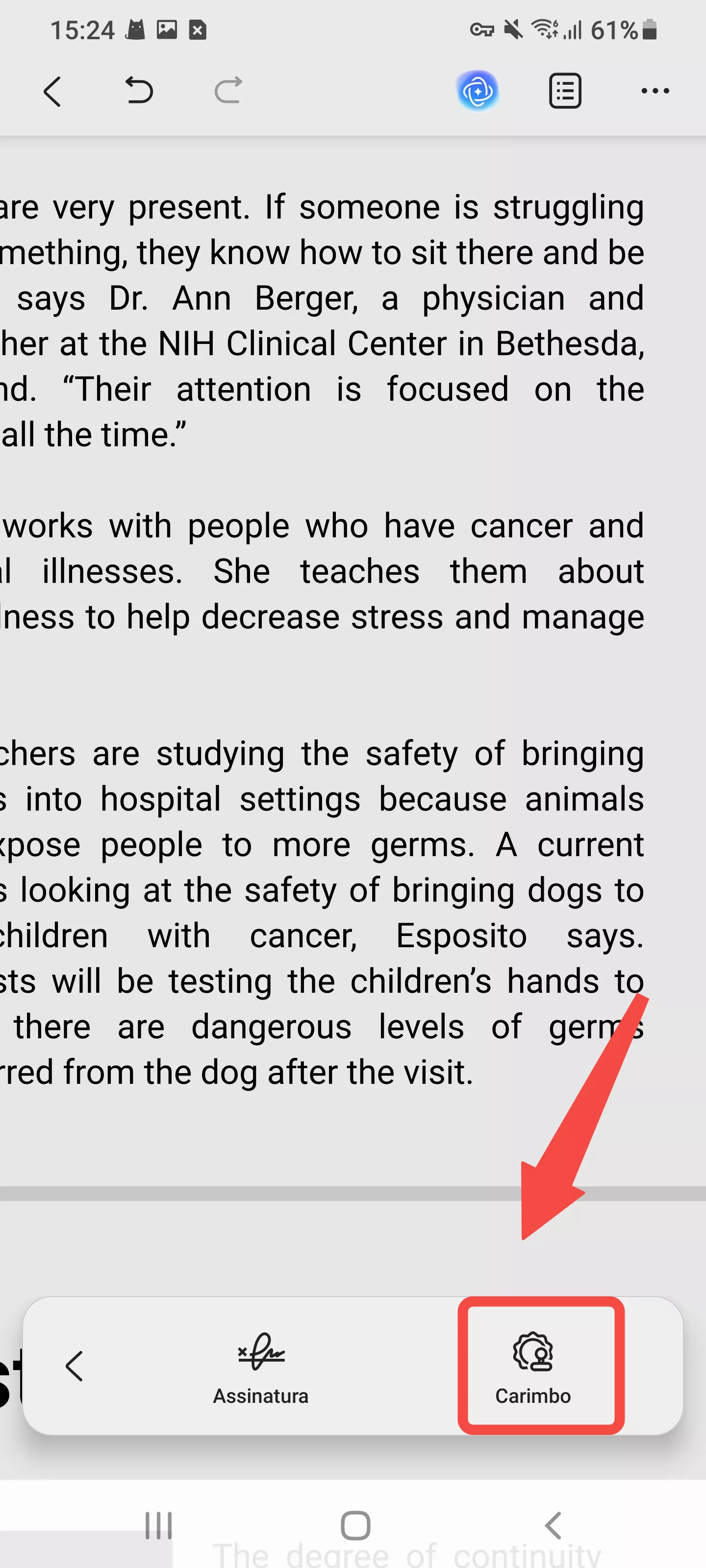 adicionar um carimbo