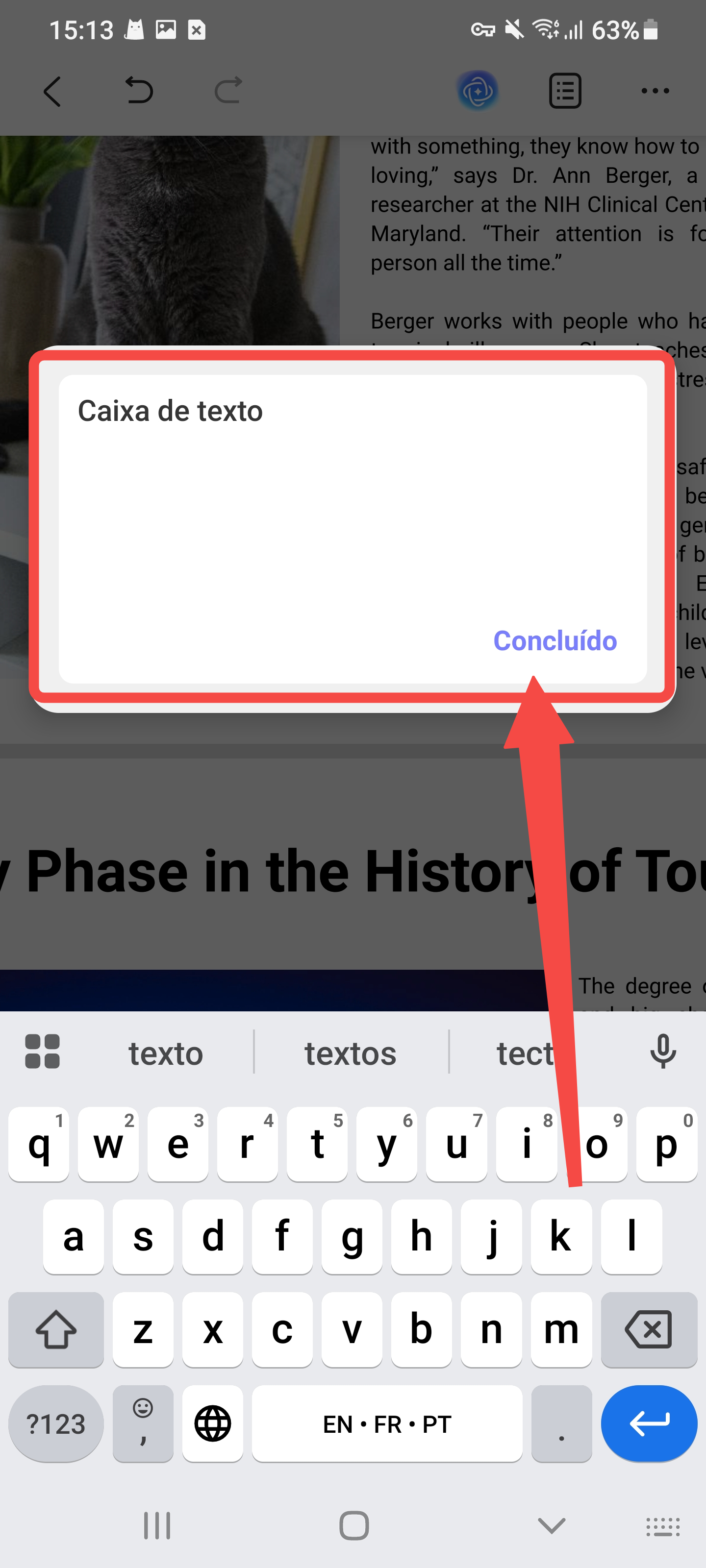 adicionar uma caixa de texto