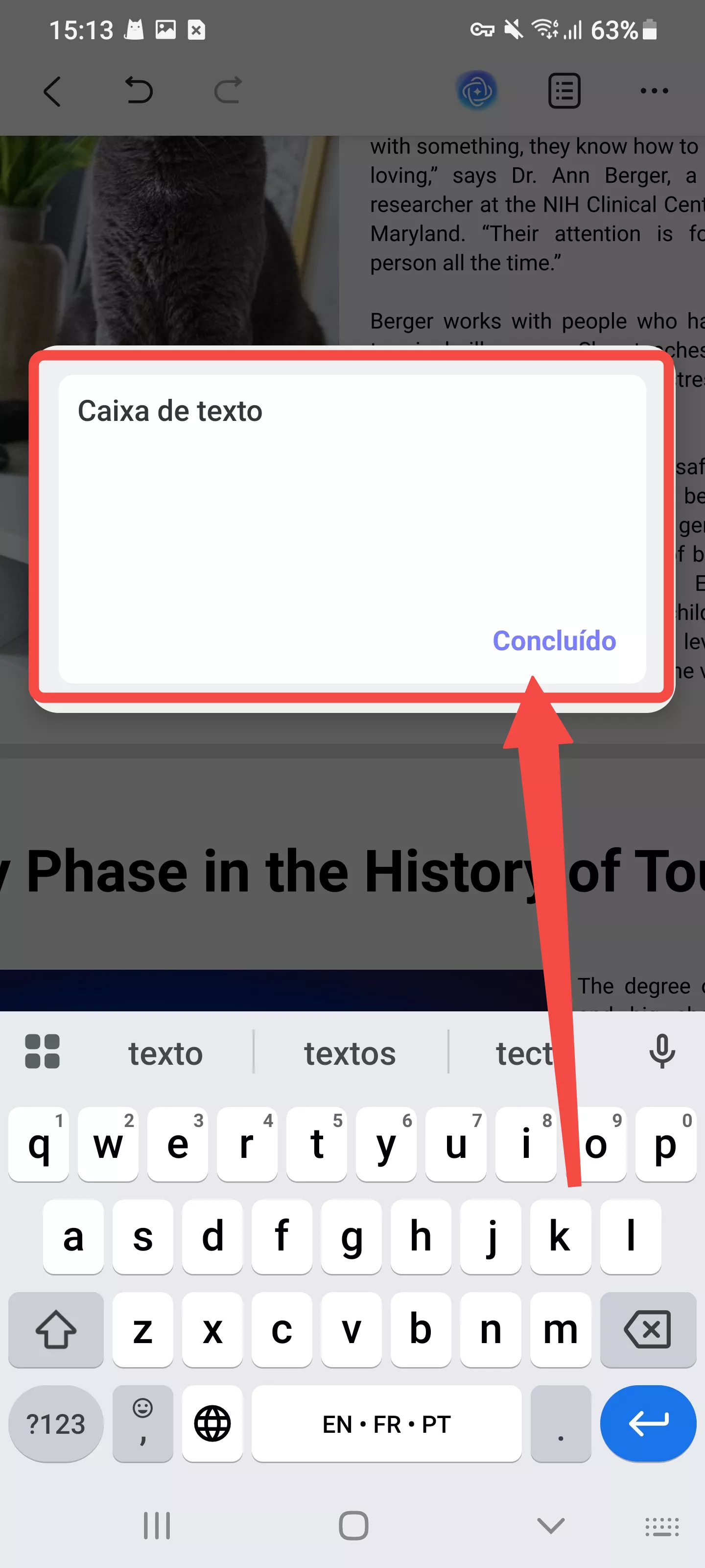 adicionar uma caixa de texto