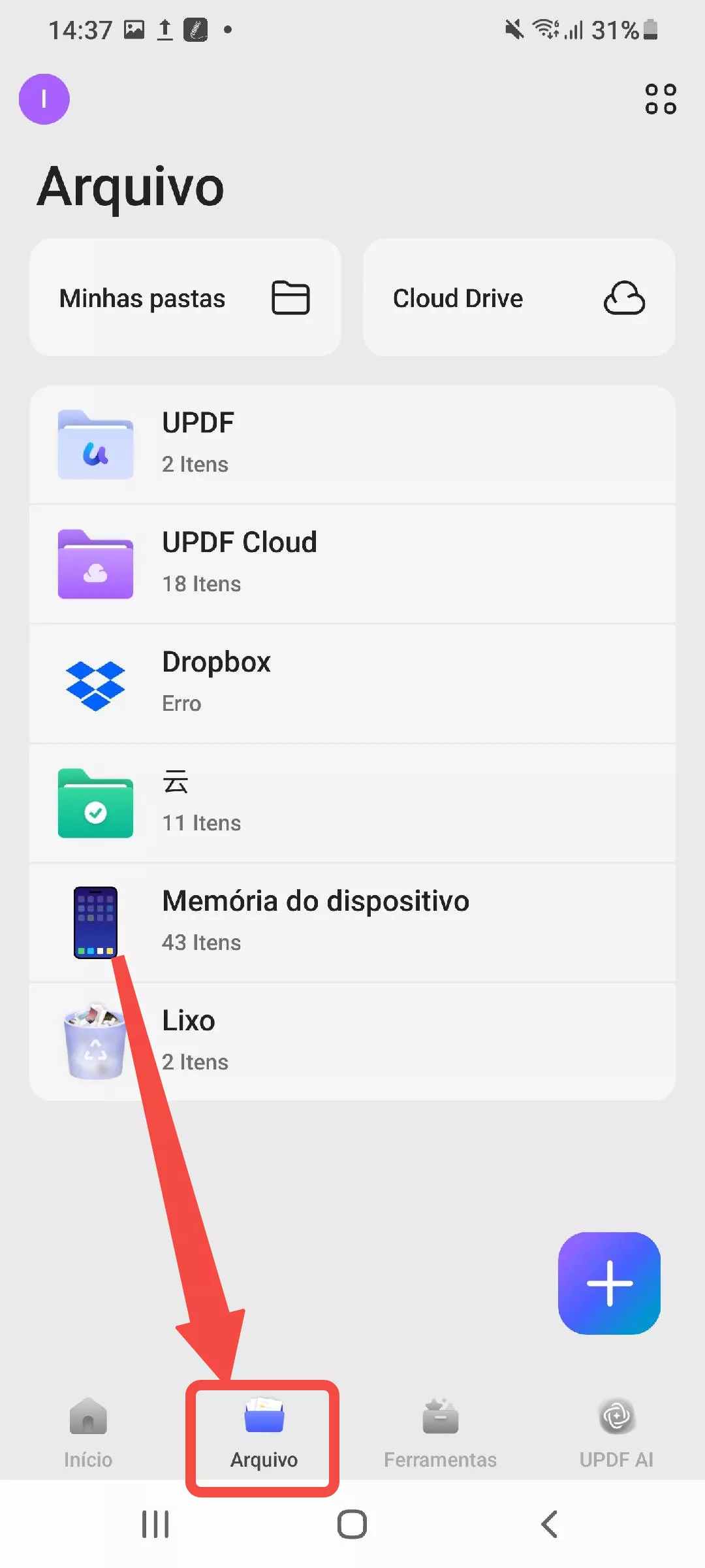 arquivos no updf em android