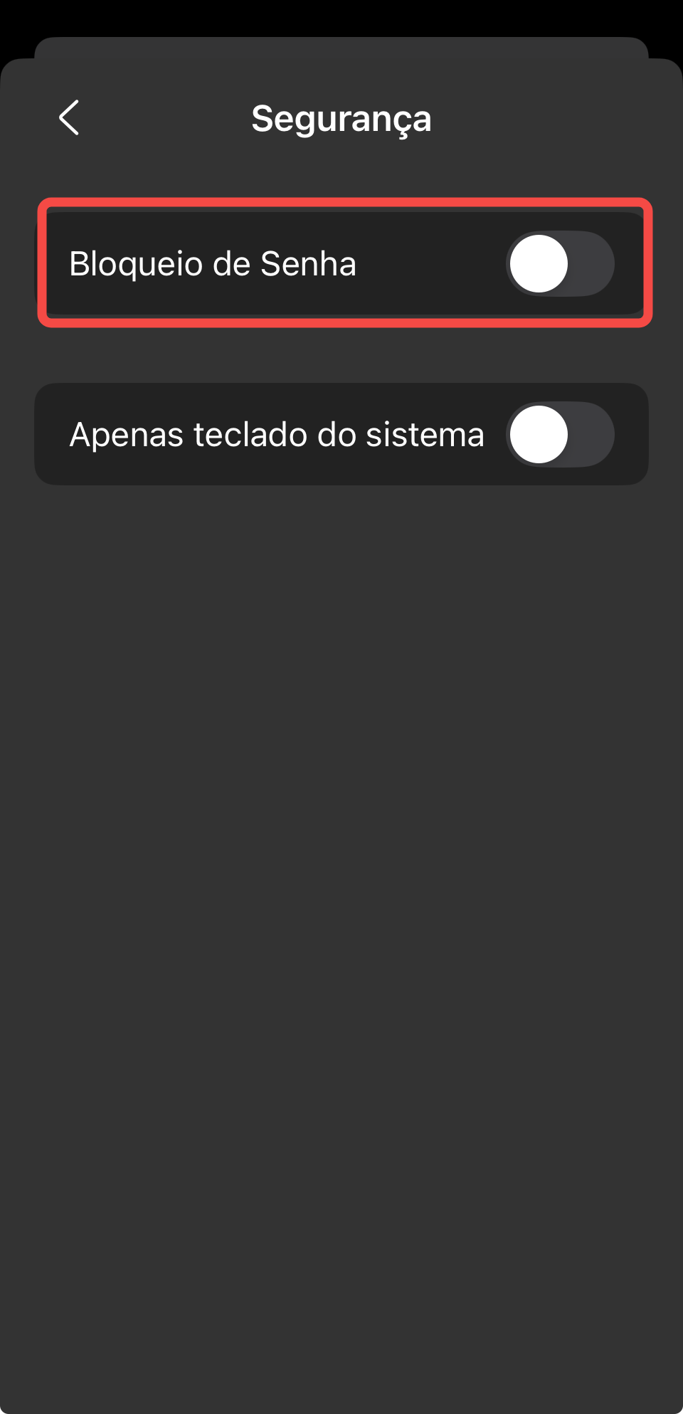 bloqueio de senha