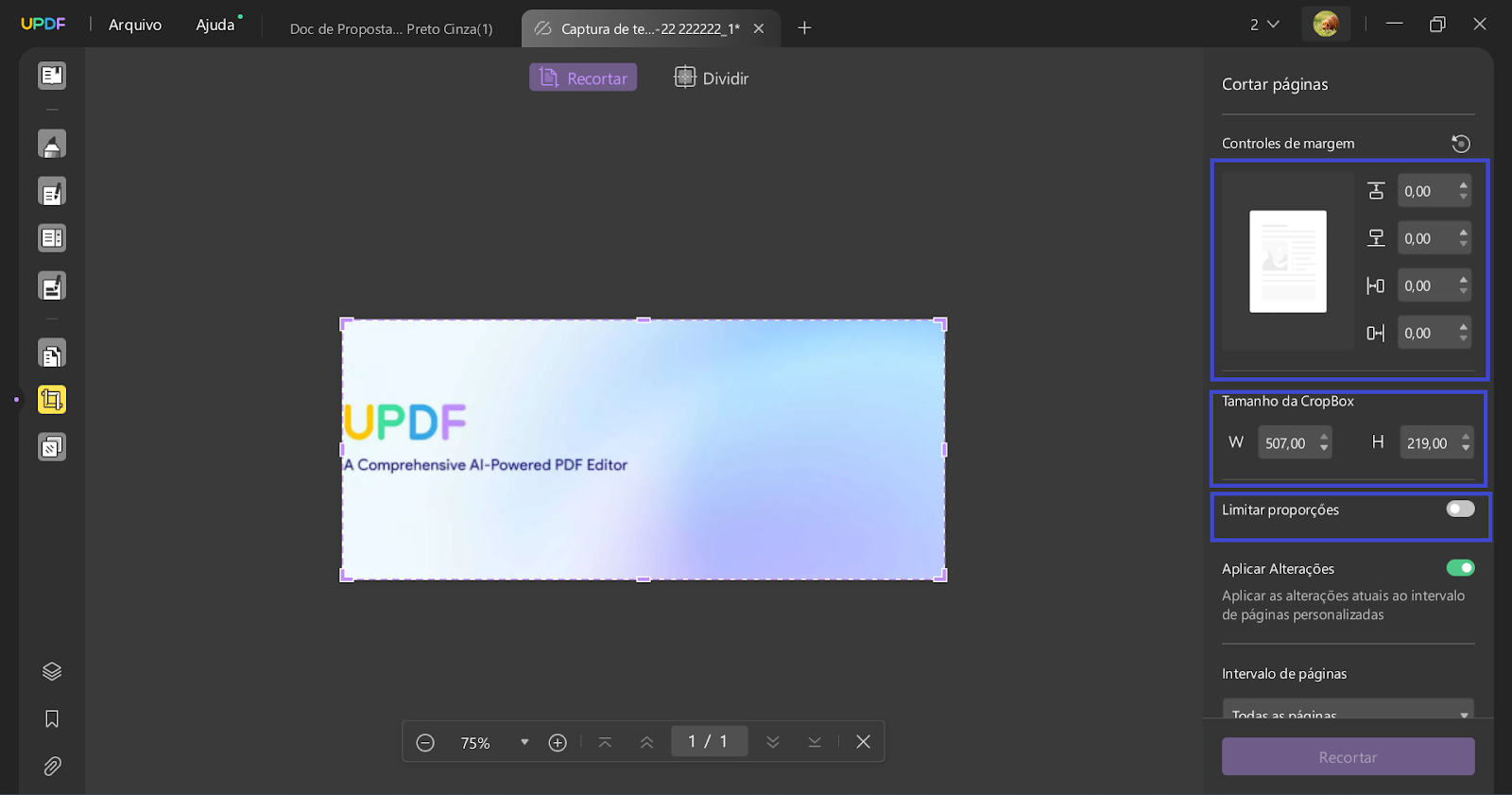 Cortar Páginas em PDF