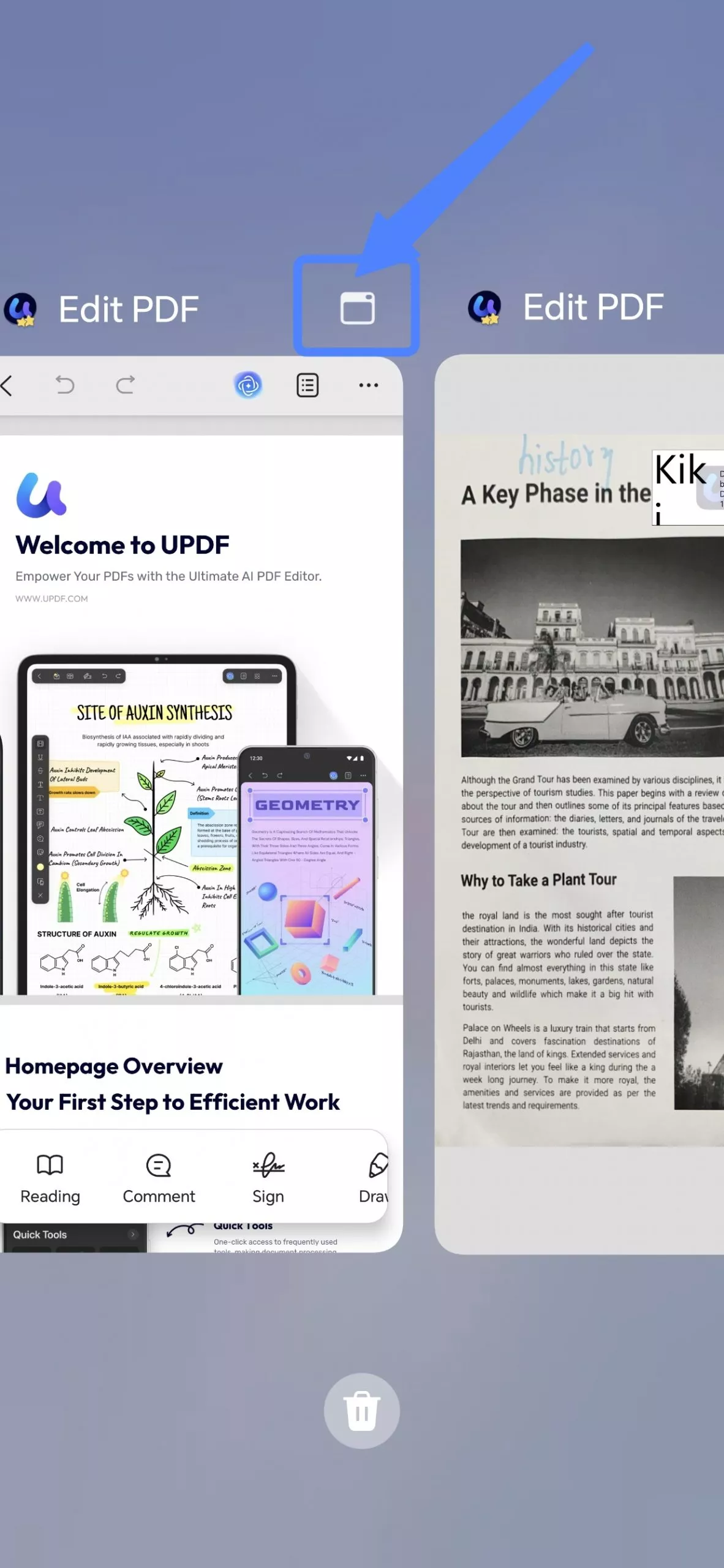 verifique o app em segundo plano e abra um novo documento