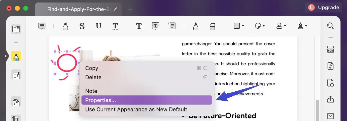 change comment properties on mac