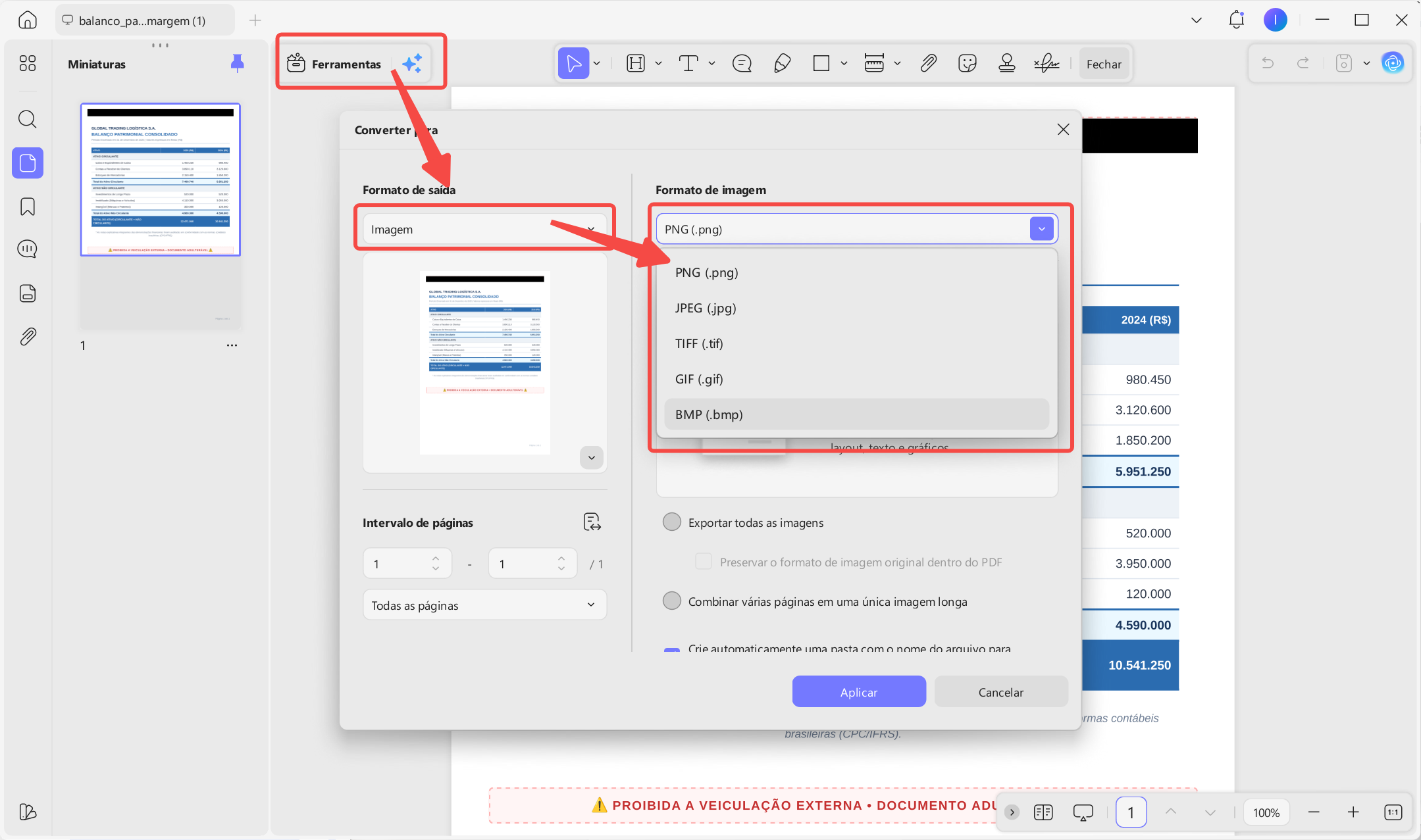 converter pdf em jpg com updf