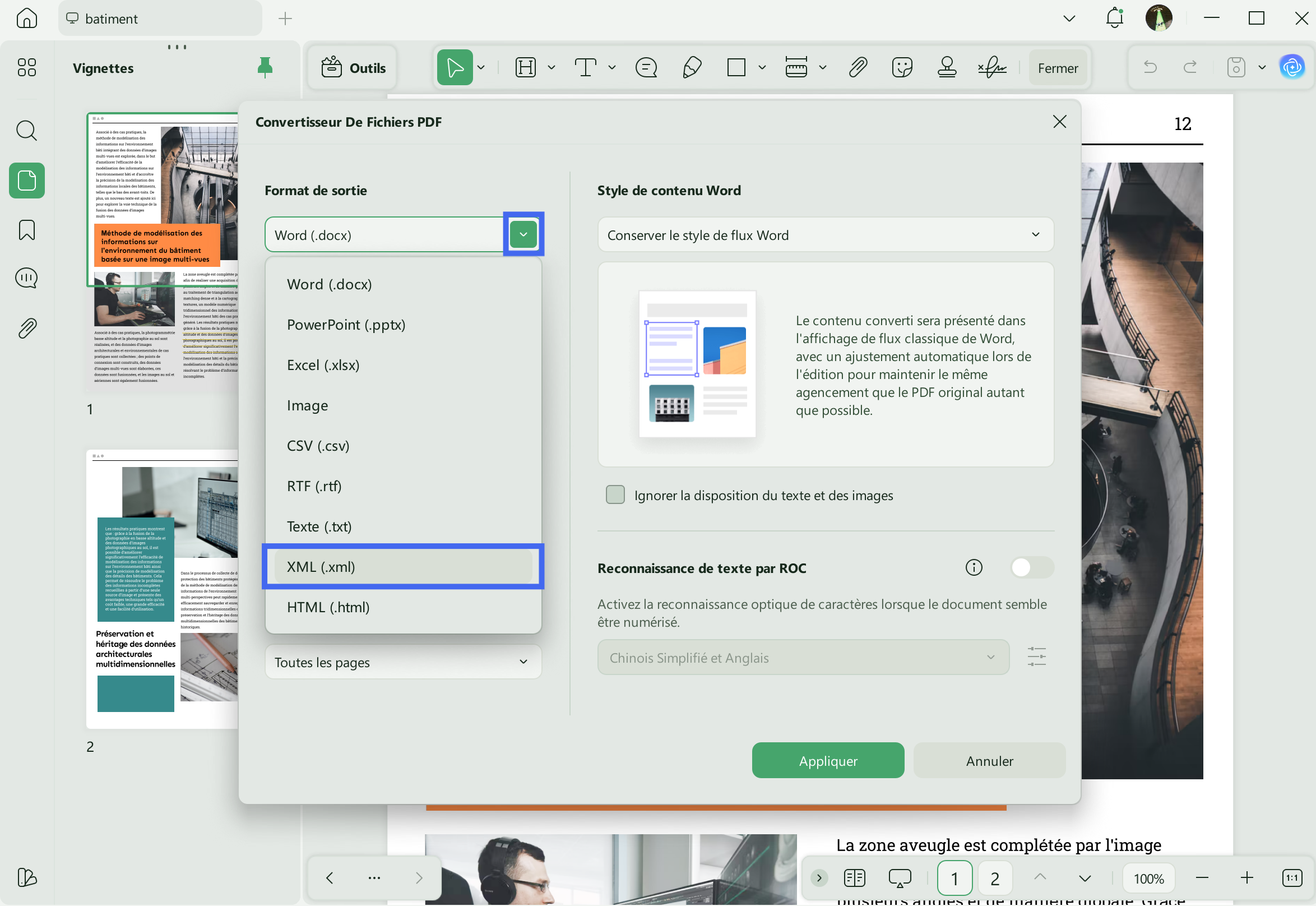 convertir pdf en xml