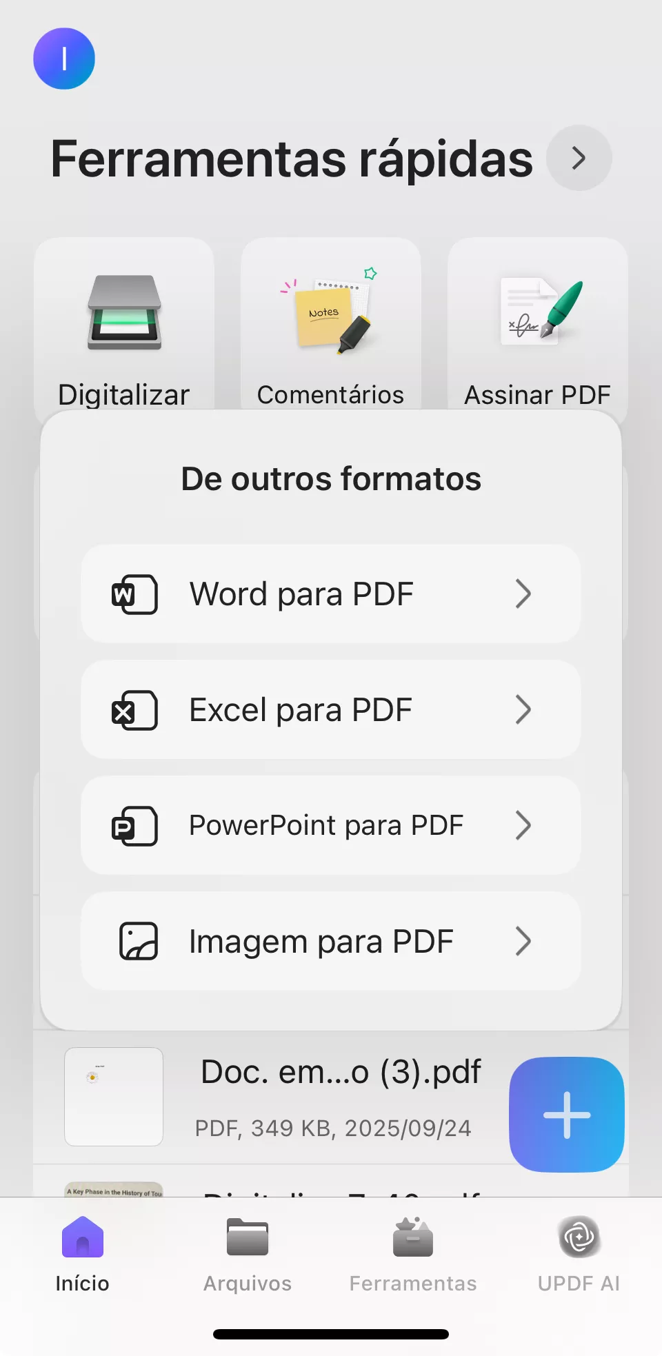 de outros formatos