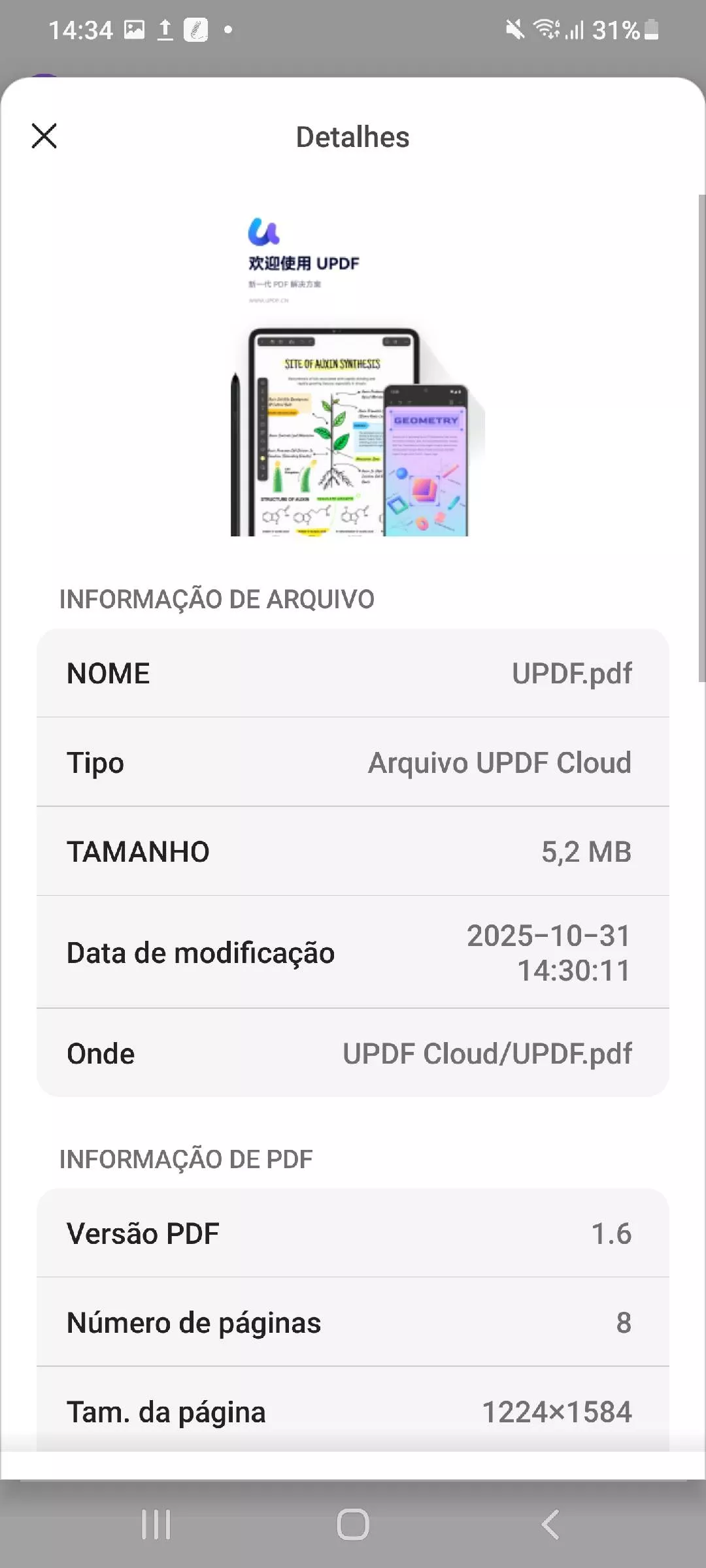 verificar as informações do pdf