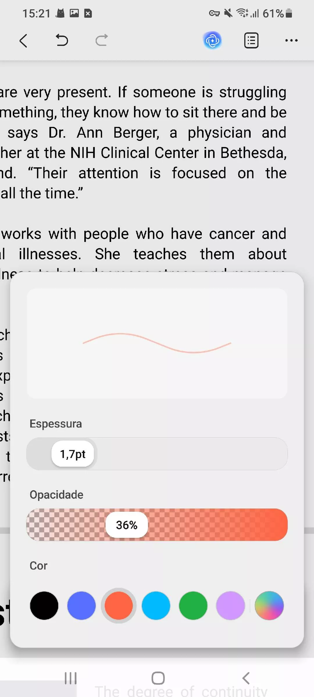 editar a cor do lápis