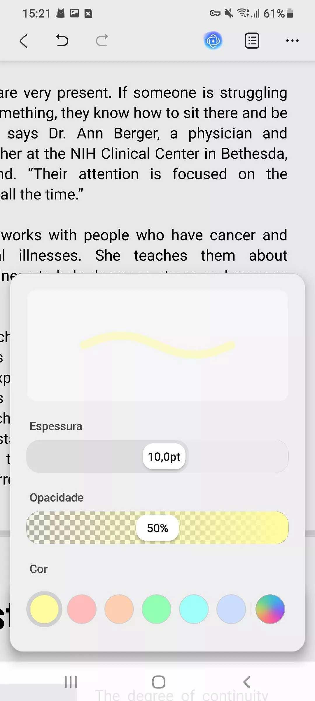 editar a cor do lápis