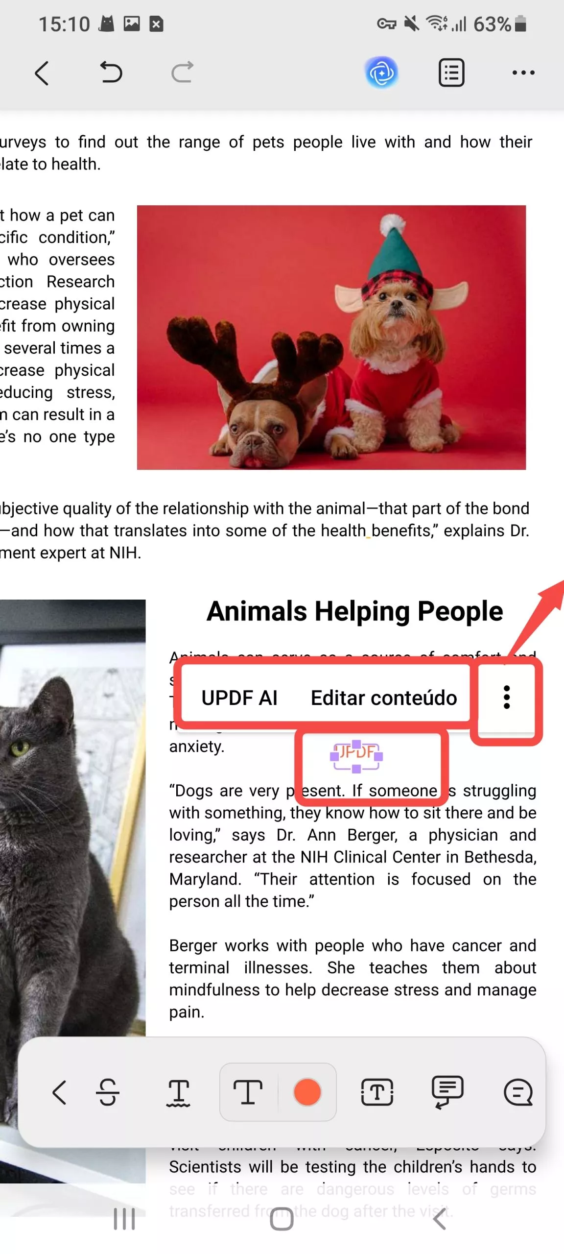 editar comentário de texto