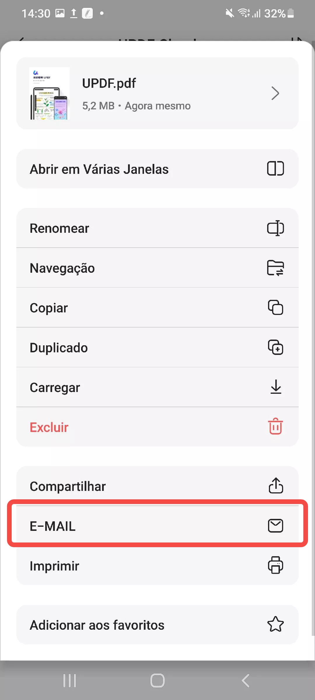enviar seus arquivos pdf por e-mail.