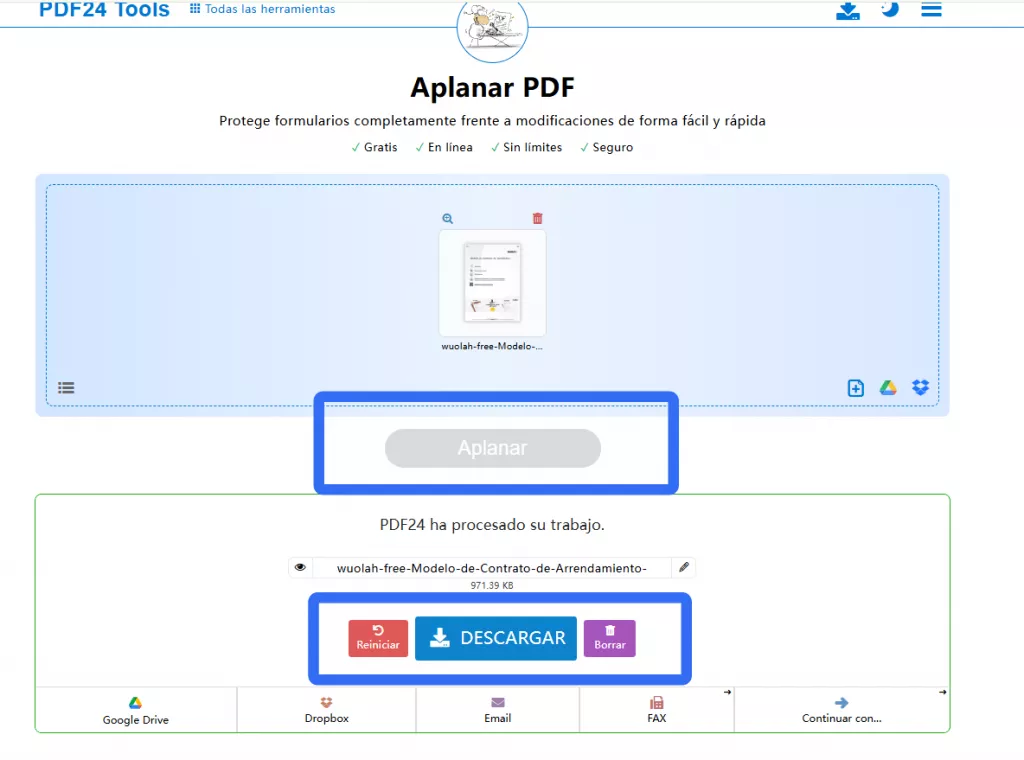 Cómo aplanar un PDF con PDF24
