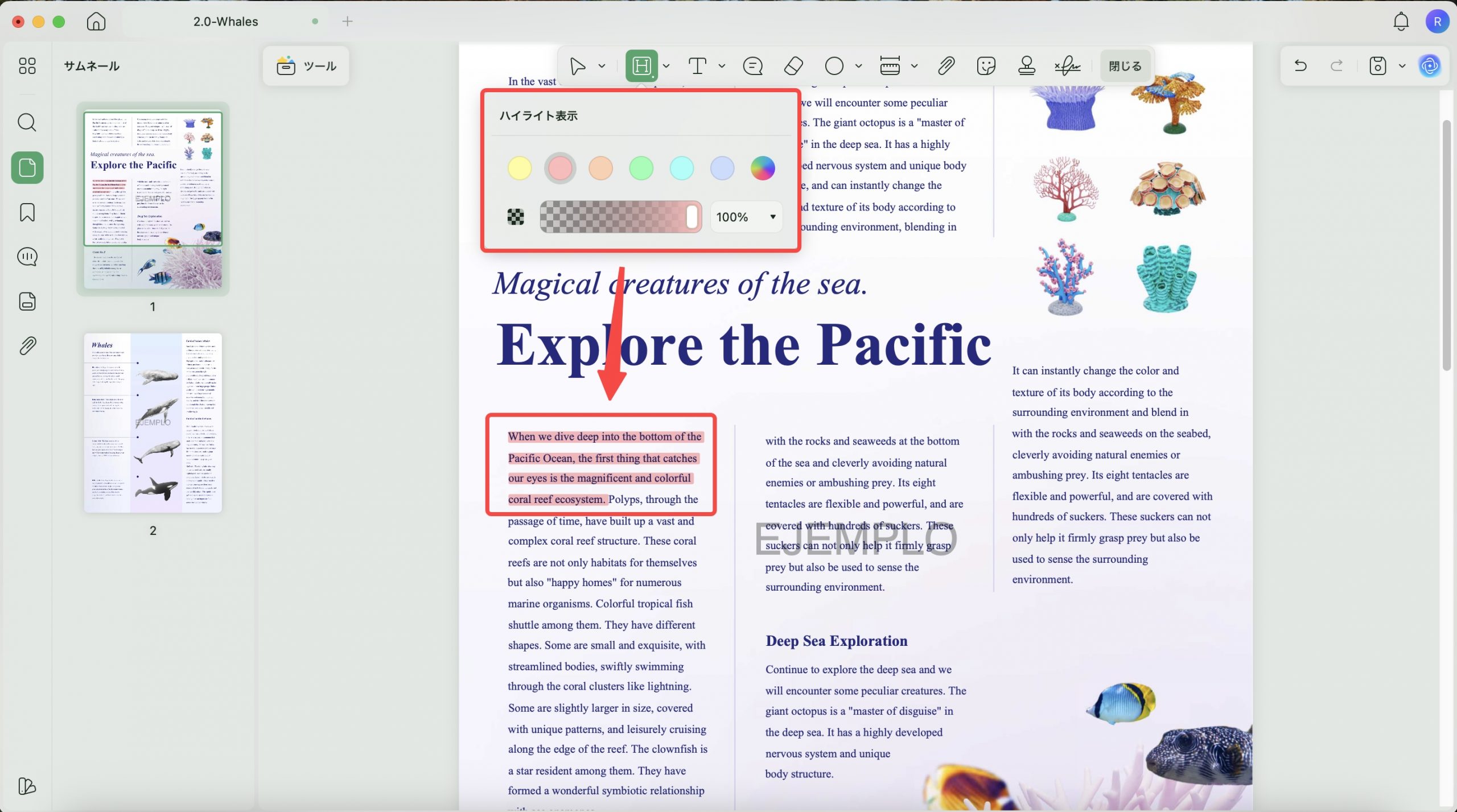 PDFにハイライトをつける　Mac
