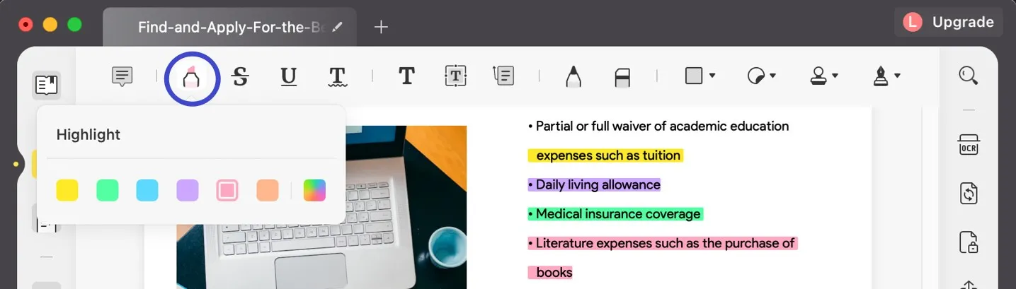 highlight pdf with updf on mac