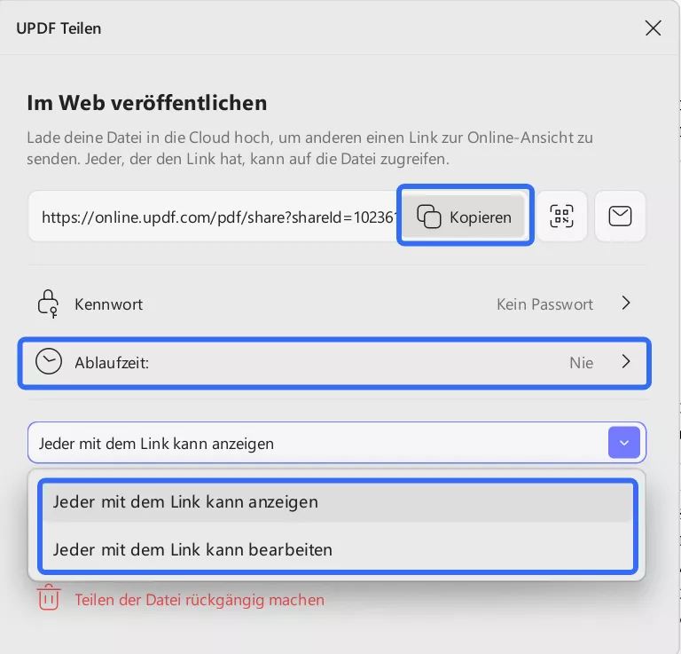 eder mit dem Link kann anzeigen