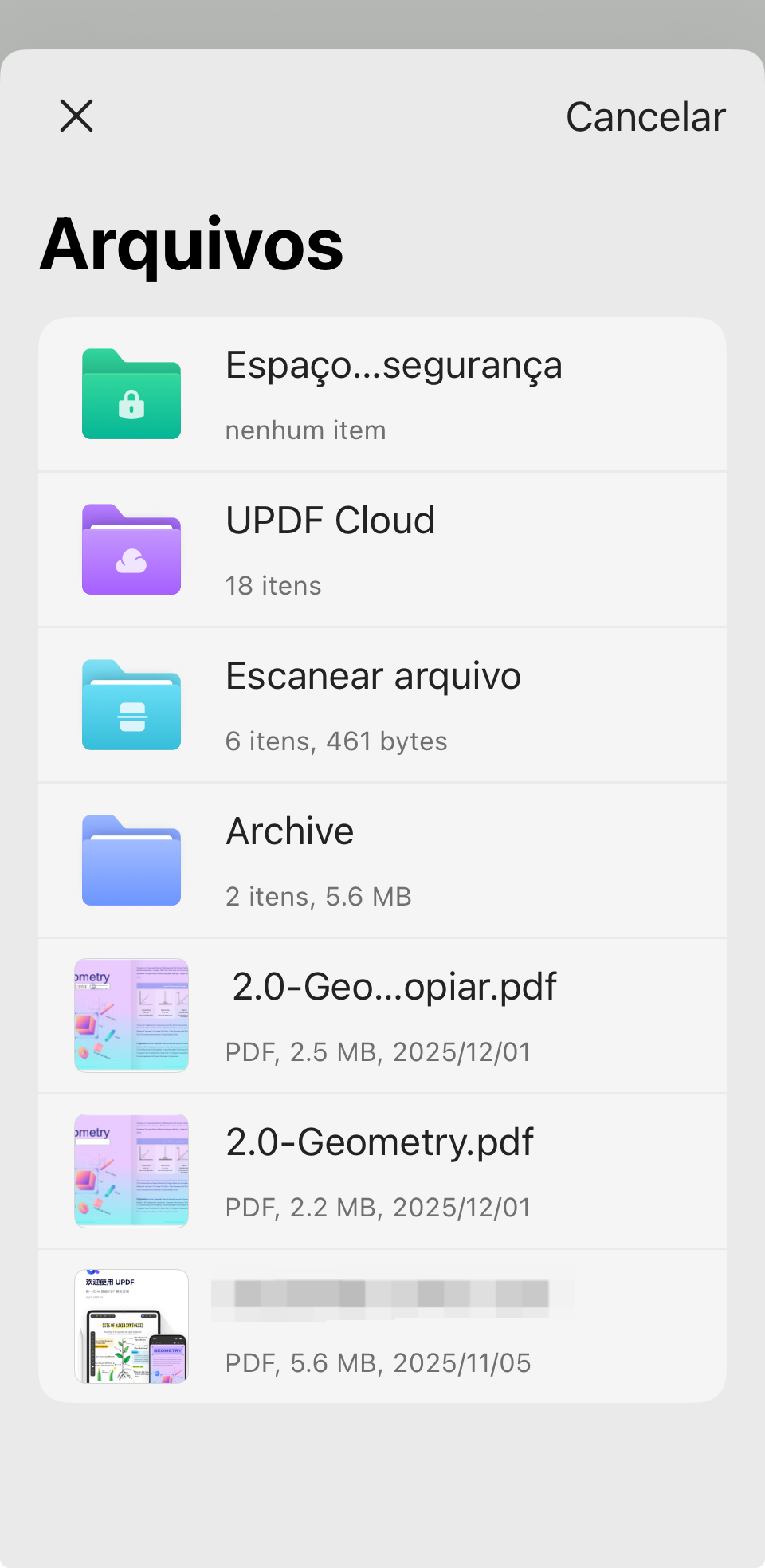 importar arquivo pdf do updf
