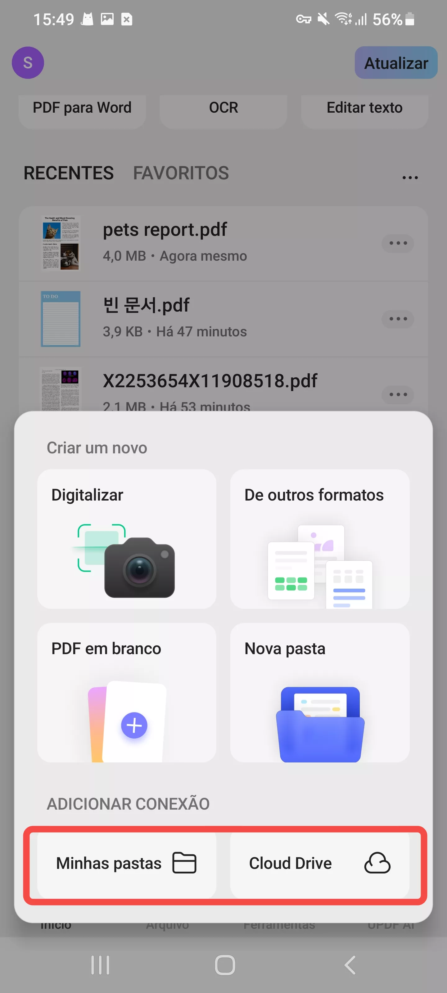 importar arquivos no android