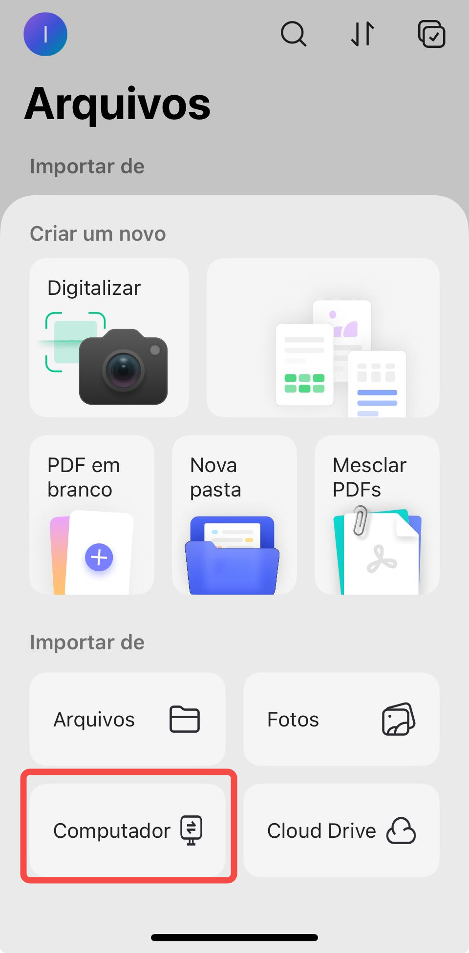 importar de computador