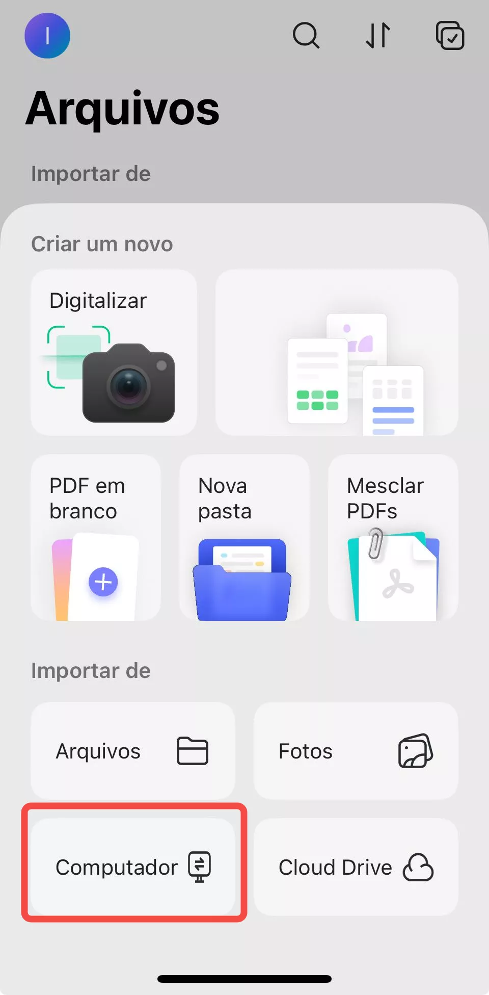 importar de computador