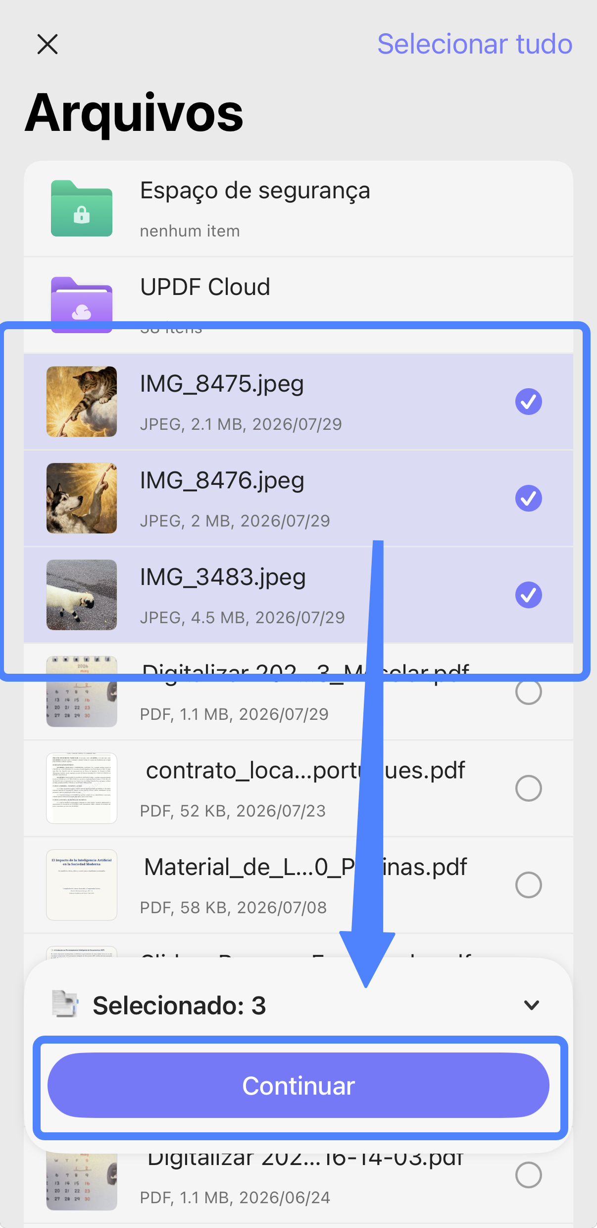 juntar PNG em PDF no iPhone