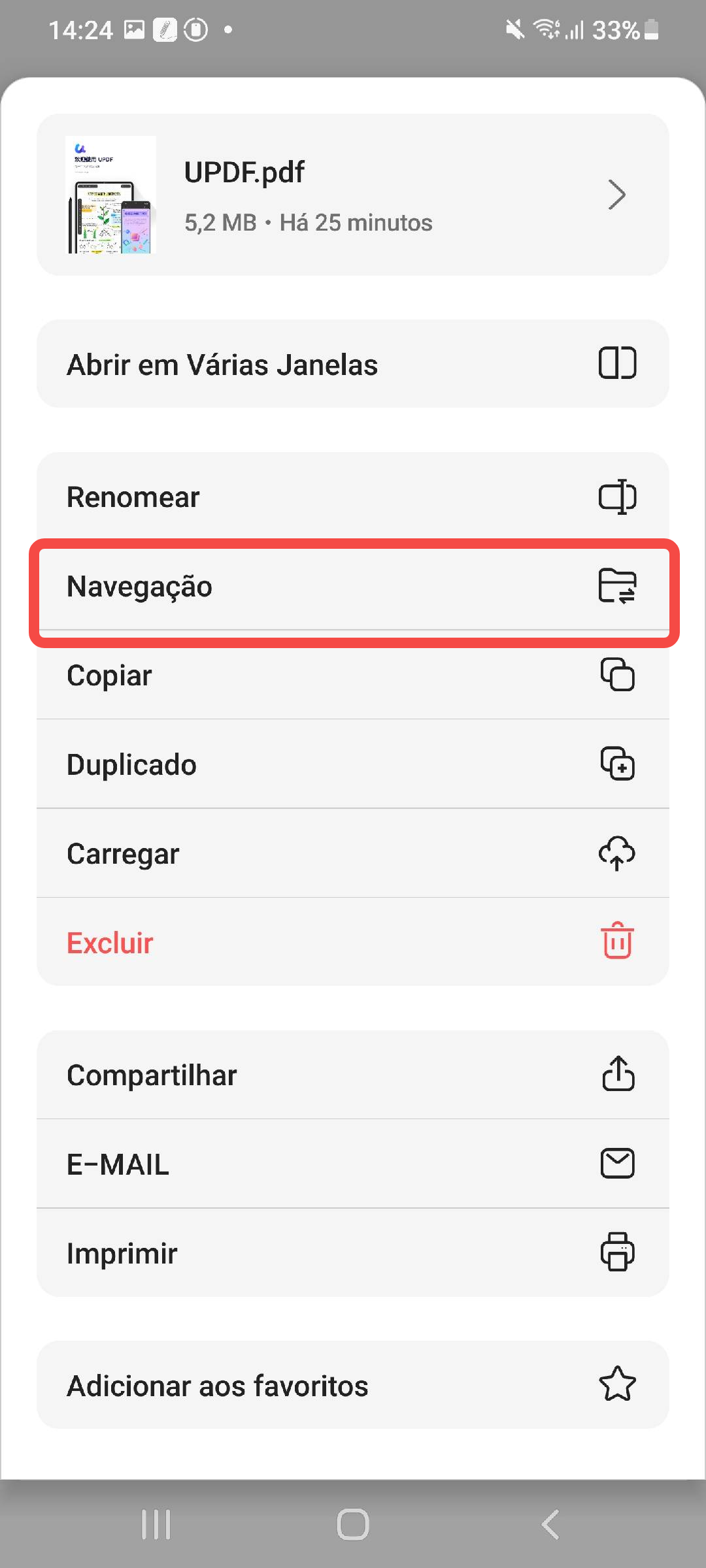 informações do documento pdf
