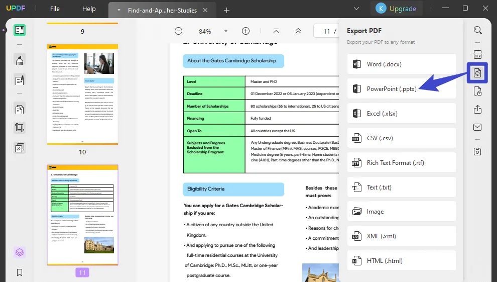 select the conversion format convert pdf to google slide