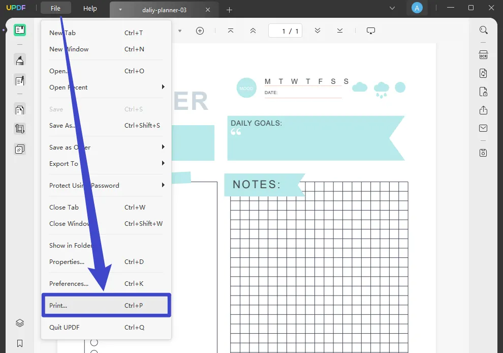 print daily schedule template