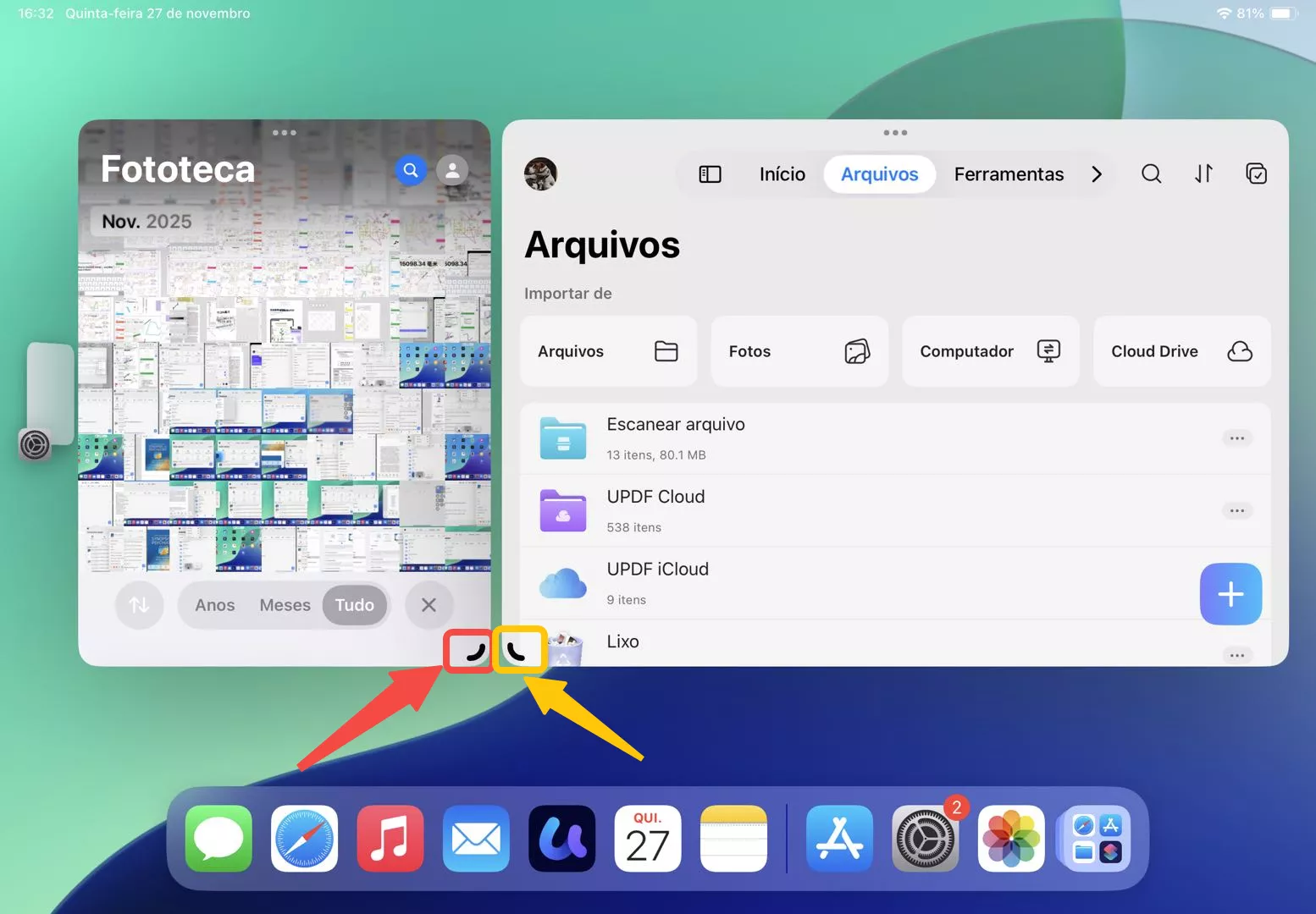 alça de redimensionamento no canto inferior direito