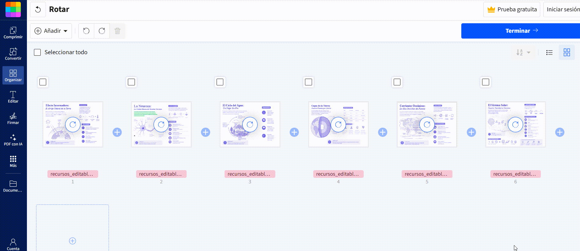 girar un PDF online en smallpdf