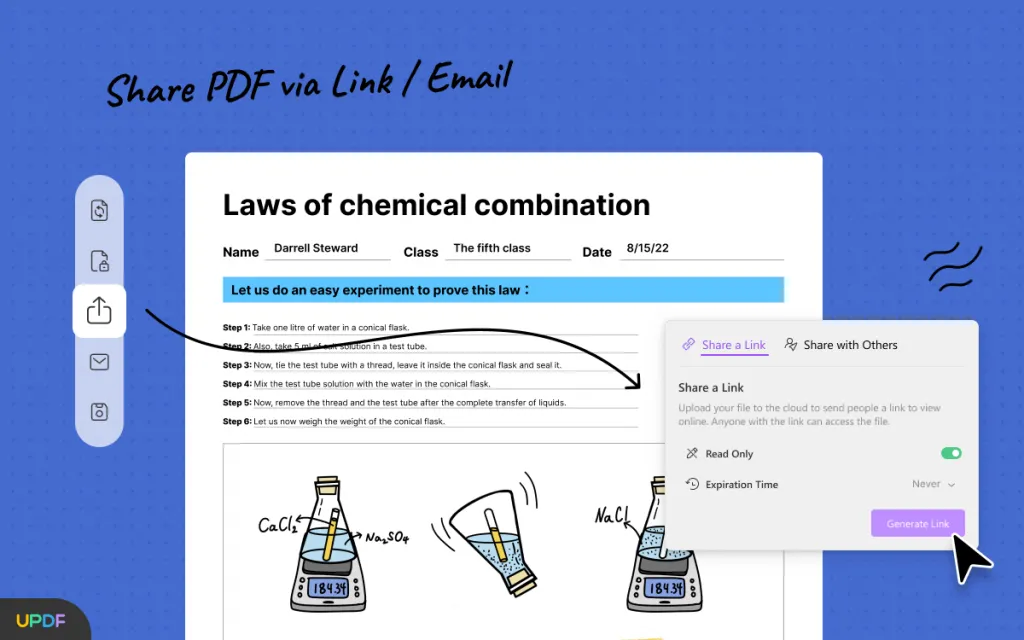 Inserting word into PDF using inserting link with UPDF