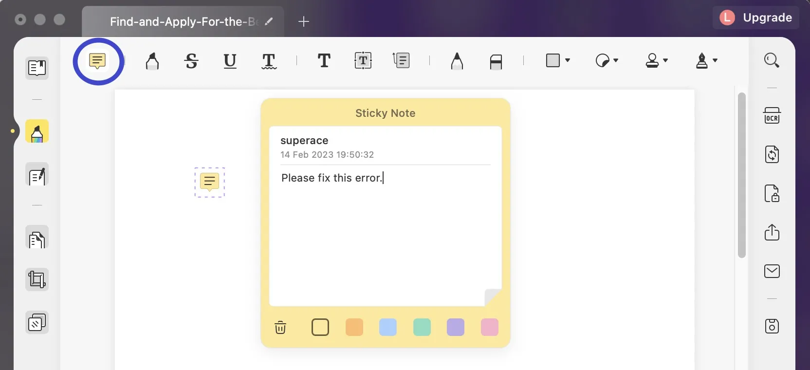 add sticky notes to pdf on mac