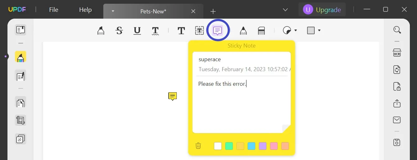 PDF에 주석을 삽입하는 방법 스티커 메모 추가