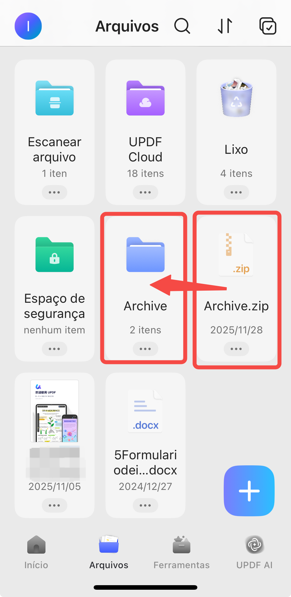 descompactar o arquivo zip
