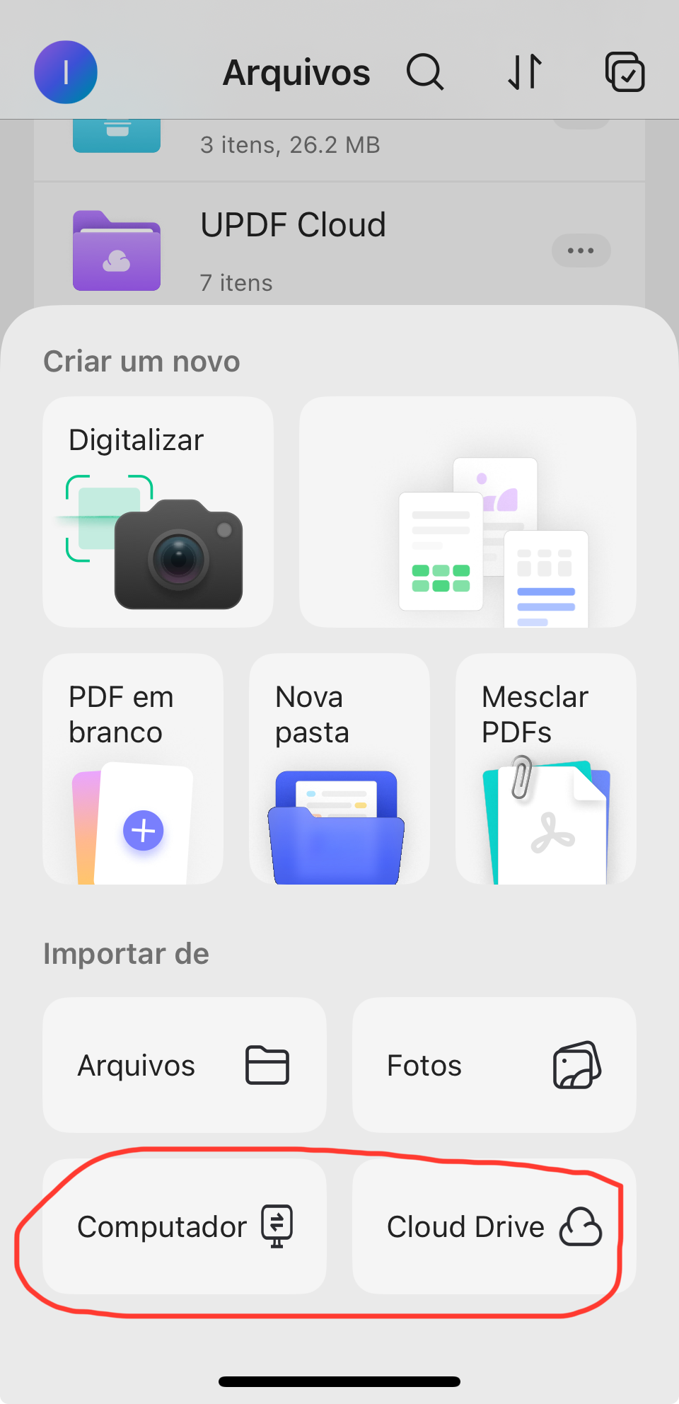 computador e cloud drive