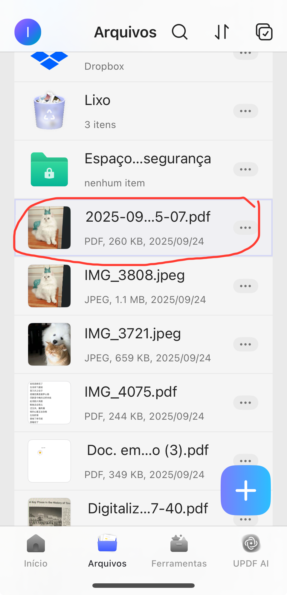 acessível na aba "arquivos"