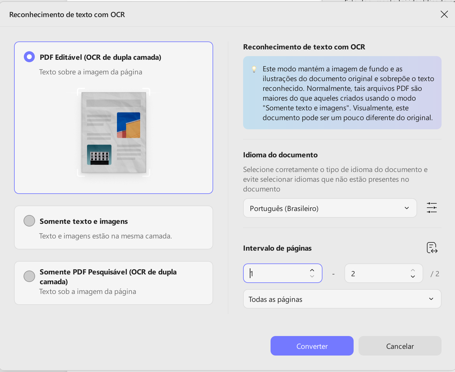 Use OCR para transformar um PDF digitalizado em texto editável