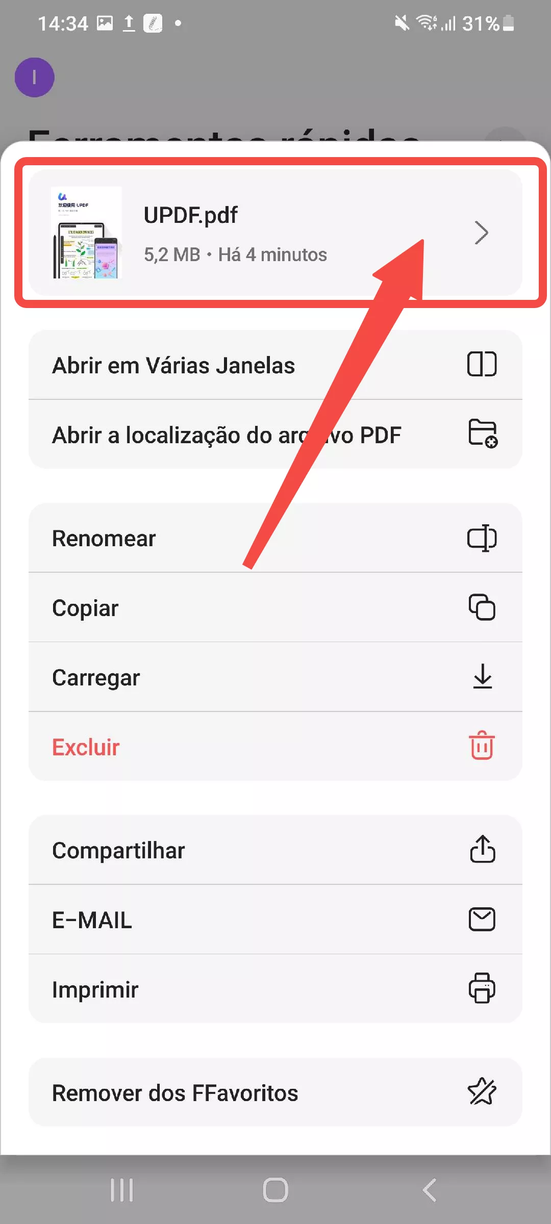 Verifique as informações de um documento pdf