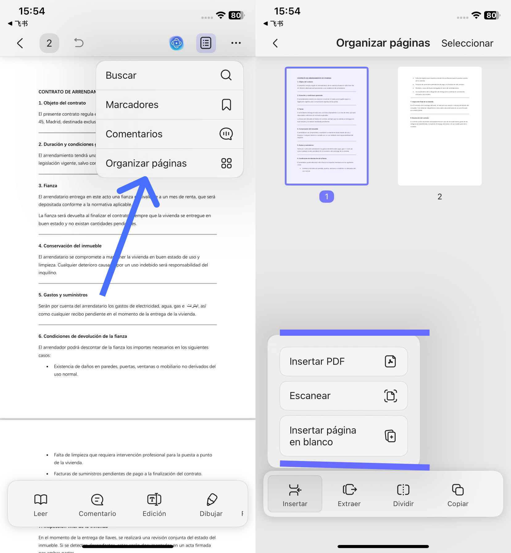 añadir páginas a un PDF en iPhone