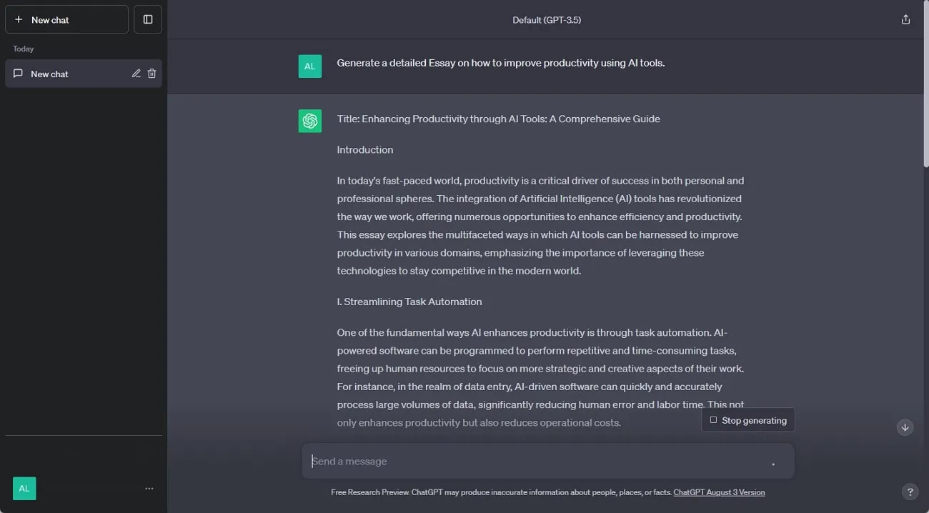 generate essay in chatgpt