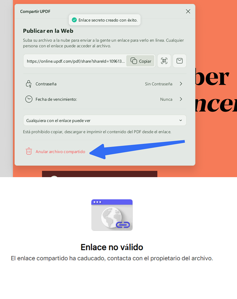 Anula el enlace de pdf cuando ya no lo necesites 
