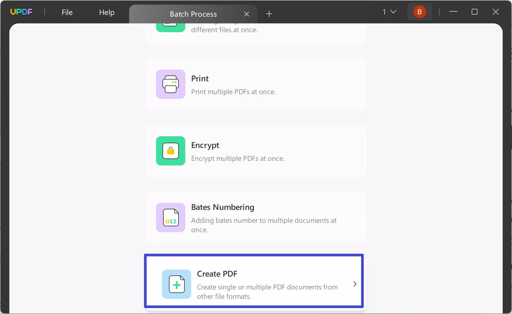 Select batch create PDF
