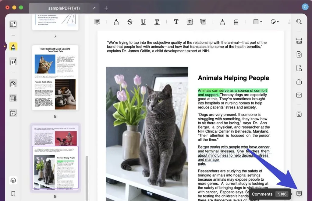 Comment PDF on Mac using UPDF