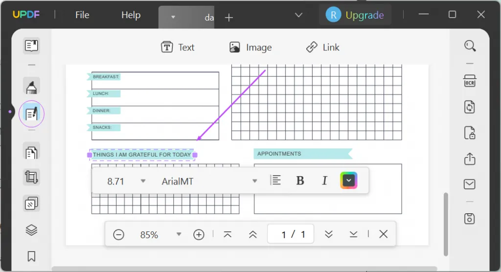 Edit pdf text on UPDF windows