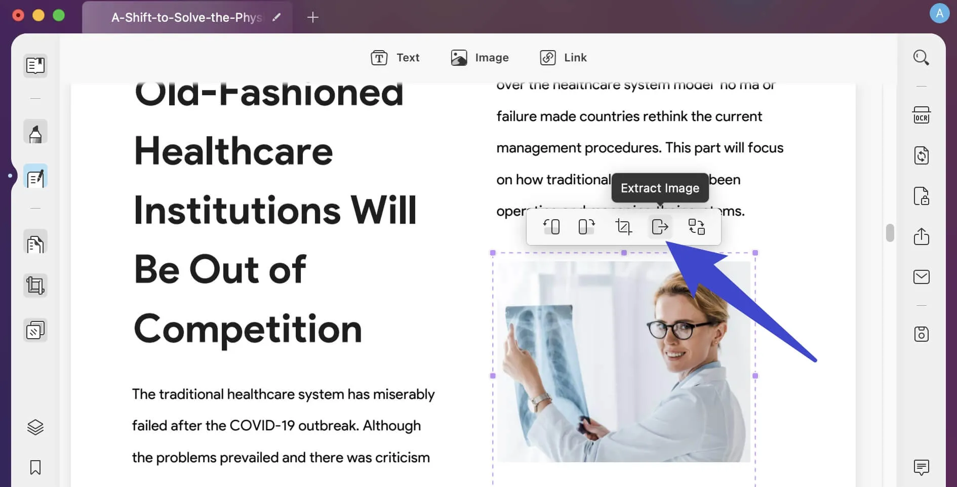 extract images from pdf mac by clicking extract image icon